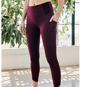 Free People Movement Wonderstruck Velvet Leggings in Burgundy Red Size X-Small